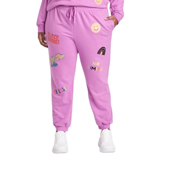 🍀 5/$25🍀 Target X Robin Lewallen Black History Sweat pants Joggers NWT 3X Pink - Picture 1 of 8